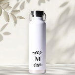 Botella De Agua Monograma Elegante Boda de agua blanca regalo de b<br><div class="desc">Monograma Elegante Boda Boda Blanca Botella de Agua. Personalice esta botella de agua elegante con su personalizado monograma inicial.</div>