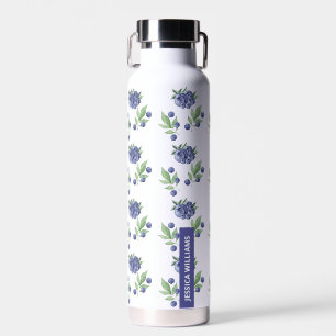 Botella De Agua Monograma elegante de color agua dulce arándano az