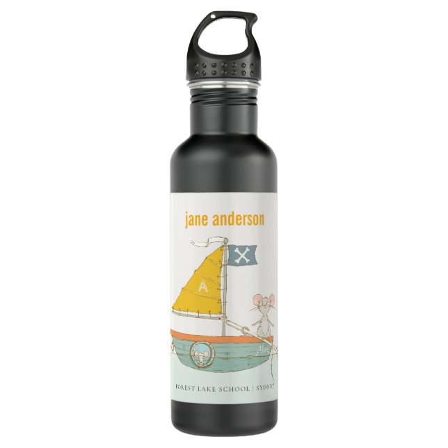 Botella De Agua Monograma elegante de piratas piratas piratas para (Anverso)