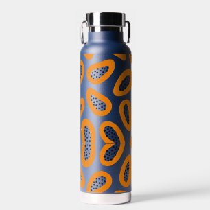 Botella De Agua Monograma elegante patrón Papaya