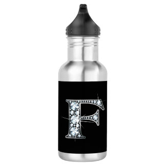 Botella De Agua Monograma F Faux-"Diamond"
