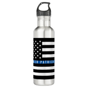Botella De Agua Monograma fino de la bandera americana de Blue