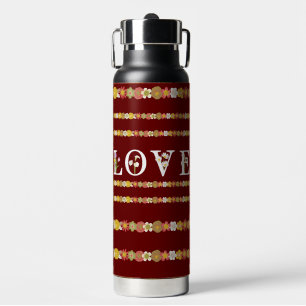 Botella De Agua Monograma Floral de Daisy Rústica Amor