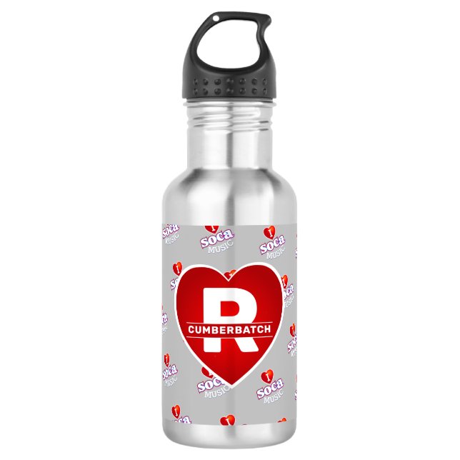 Botella De Agua MONOGRAMA I  AMO SOCA en GRIS (Anverso)