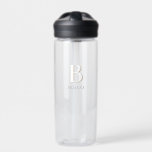 Botella De Agua Monograma inicial mínimo moderno beige<br><div class="desc">Este diseño de botellas de agua personalizado presenta un sencillo monograma en color beige y blanco. Haz una bebida de clase con tu nombre y inicial. Esta botella de agua personalizada será un regalo único para alguien especial o para ti mismo. Si desea cambiar las fuentes o la posición, haga...</div>