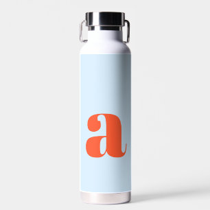 Botella De Agua Monograma Inicial Simple Azul Naranja Negrita Retr