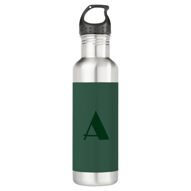 Botella De Agua Monograma Letra inicial personalizado Retro verde  (Anverso)