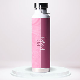 Botella de agua - Monograma Mármol Rosa Dos Tonos