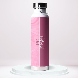 Botella de agua - Monograma Mármol Rosa Dos Tonos
