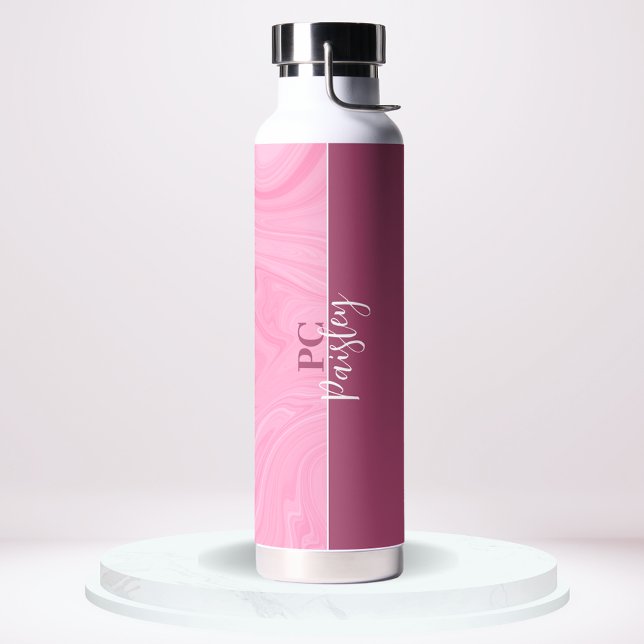 Botella de agua - Monograma Mármol Rosa Dos Tonos (Subido por el creador)