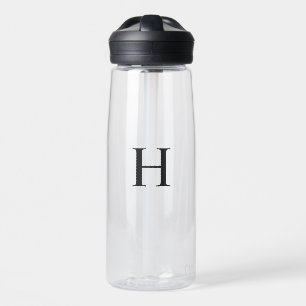 Botella De Agua Monograma Minimalista Moderno Elegante Negro