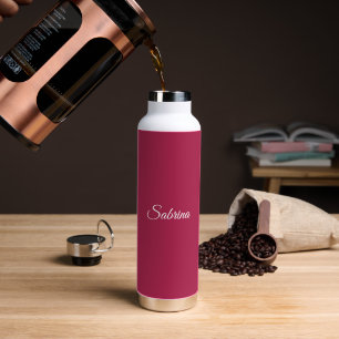 Botella De Agua Monograma minimalista rosa cereza