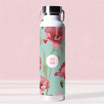 Botella De Agua Monograma moderno de flor silvestre rosa grande<br><div class="desc">Presentamos la elegante y moderna botella de agua de amapola rosa grande monograma de flores silvestres. Con encantadores ilustraciones de grandes amapolas rosas sobre un vibrante fondo turquesa, esta botella combina estética floral moderna con elegancia personalizada. Añade tu Monograma para un toque único. Manténgase hidratado con estilo y eleve su...</div>