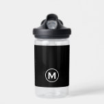 Botella De Agua Monograma moderno negro y blanco<br><div class="desc">El diseño moderno de esta botella de agua presenta un rico fondo negro,  con su monograma inicial en negrita en blanco para un aspecto sencillo y elegante,  pero profesional.</div>