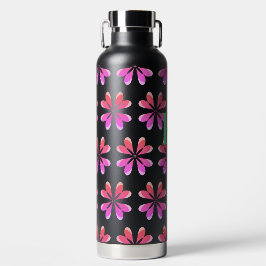 Botella De Agua Monograma Naranja inicial de color rosa caliente V