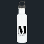 Botella De Agua Monograma Nombre inicial simple<br><div class="desc">Moderna tipografía minimalista monograma diseño inicial de nombre que se puede cambiar para personalizar.</div>
