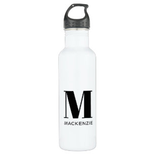 Botella De Agua Monograma Nombre inicial simple