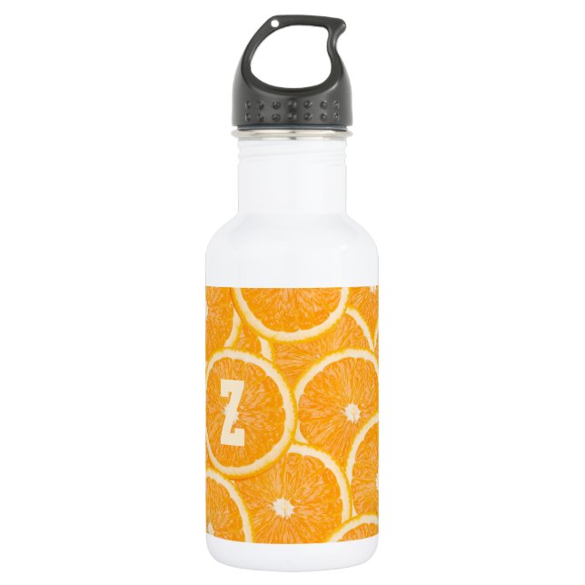 Botella De Agua Monograma personalizado de naranjas (Anverso)