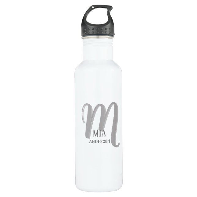 Botella De Agua Monograma personalizado de Vibe matutino (Anverso)