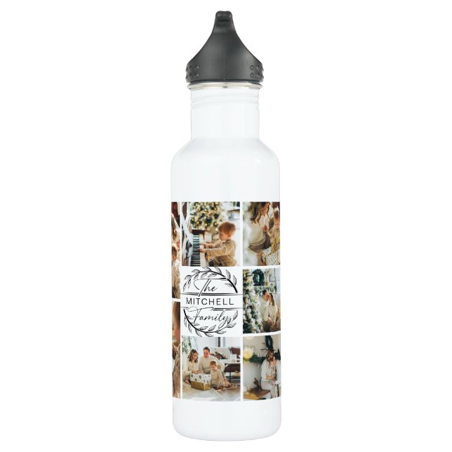 Botella De Agua Monograma personalizado moderno y fuente de Collag (Derecha)