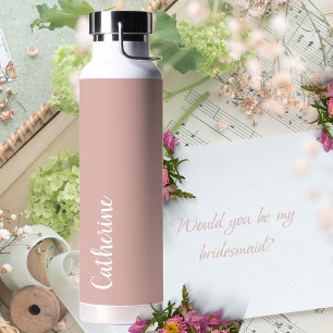 Botella De Agua Monograma personalizado, rosa claro con monograma