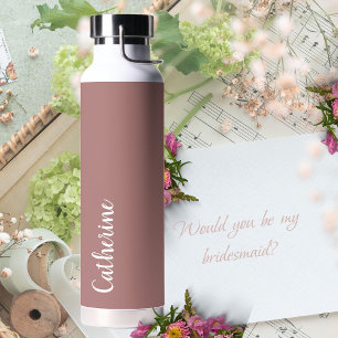 Botella De Agua Monograma personalizado, rosa profundo con monogra