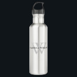 Botella De Agua Monograma personalizado simple moderno chic<br><div class="desc">Botella de agua de acero inoxidable con monograma personalizado simple moderno chic</div>
