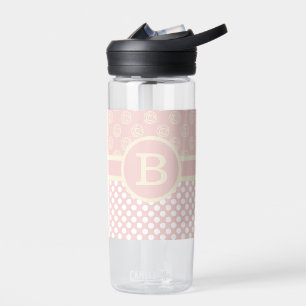 Botella De Agua Monograma Personalizado único Punto de Polka y Ros
