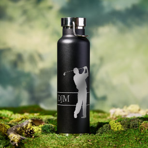 Botella De Agua Monograma Plata Silhouette Golfer
