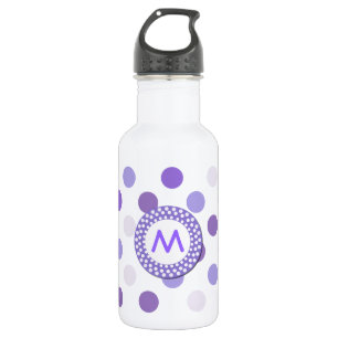 Botella De Agua Monograma púrpura del lunar