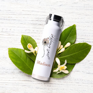 Botella De Agua Monograma Respira Dandelión Yoga Cuidado Personal