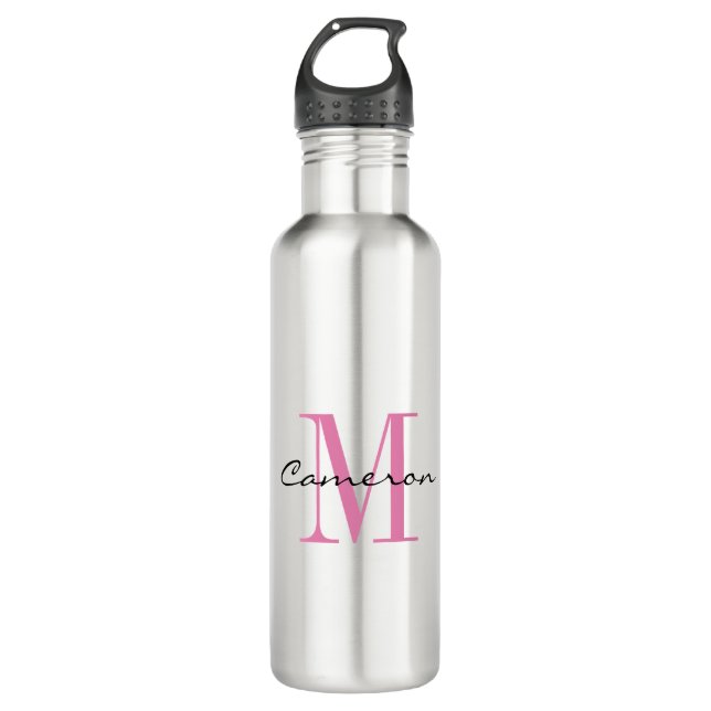 Botella De Agua Monograma rosa: regalo inicial y personalizado de  (Anverso)