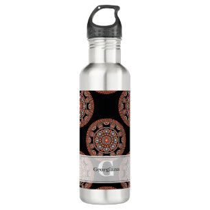 Botella De Agua Monograma Safari Sunset Bohemian Polka Dot Mandala
