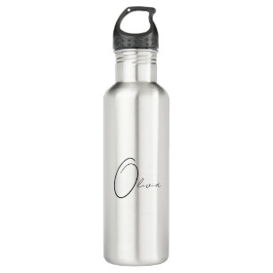 Botella De Agua Monograma simple elegante con nombre personalizado