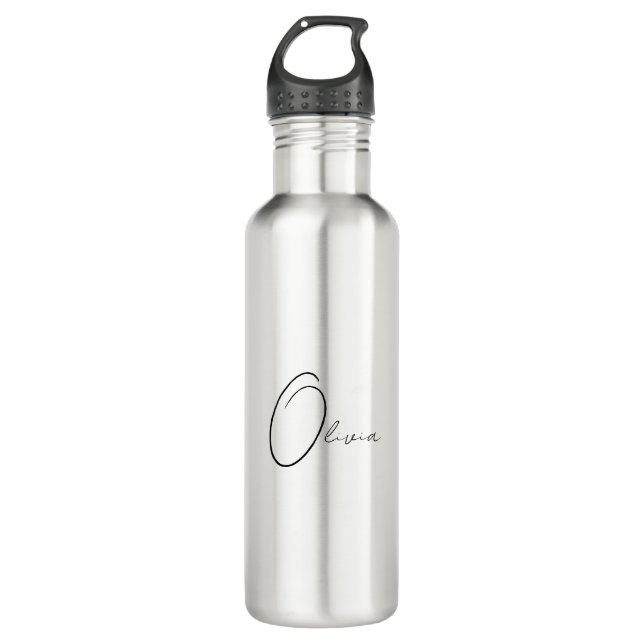 Botella De Agua Monograma simple elegante con nombre personalizado (Anverso)