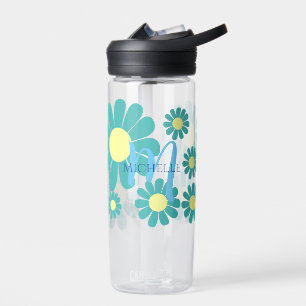 Botella De Agua Monograma Verde azulado de Daisy