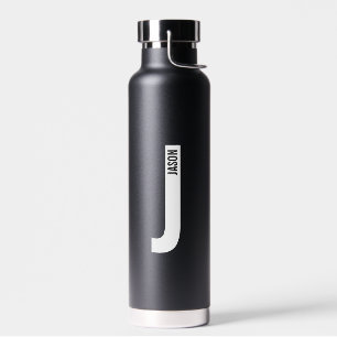 Botella De Agua Monograma y nombre negrita personalizado moderno