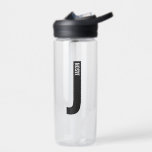 Botella De Agua Monograma y nombre negrita personalizado moderno<br><div class="desc">Diseño de Monograma Moderno con letra monográfica personalizada "J" y nombre en negrita moderna sans serif estilo tipo de letra. Un regalo perfecto para él,  un regalo del día del padre y más.</div>