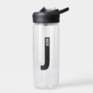 Botella De Agua Monograma y nombre negrita personalizado moderno