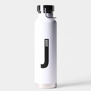 Botella De Agua Monograma y nombre negrita personalizado moderno