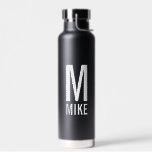 Botella De Agua Monograma y nombre personalizados modernos<br><div class="desc">Diseño de Monograma moderno con monograma personalizado y nombre en negrita moderno estilo de letra sans serif. Un regalo perfecto para papá,  esposo,  abuelos y más.</div>