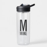 Botella De Agua Monograma y nombre personalizados modernos<br><div class="desc">Diseño de Monograma moderno con monograma personalizado y nombre en negrita moderno estilo de letra sans serif. Un regalo perfecto para papá,  esposo,  abuelos y más.</div>