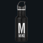 Botella De Agua Monograma y nombre personalizados modernos<br><div class="desc">Diseño de Monograma moderno con monograma personalizado y nombre en negrita moderno estilo de letra sans serif. Regalo perfecto para papá,  esposo,  novio y más</div>
