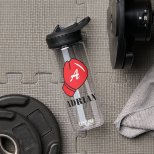 Botella de agua monogramada con logo de guante de 