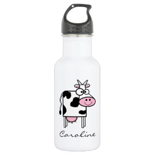 Botella De Agua Monogramado de vaca sonriente