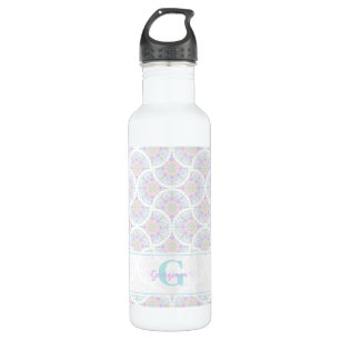 Botella De Agua Monogramado Pastel Arcoiris Sundae Mandala Art Dec
