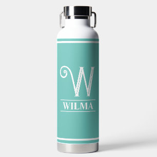 Botella De Agua Monogramado verde azulado