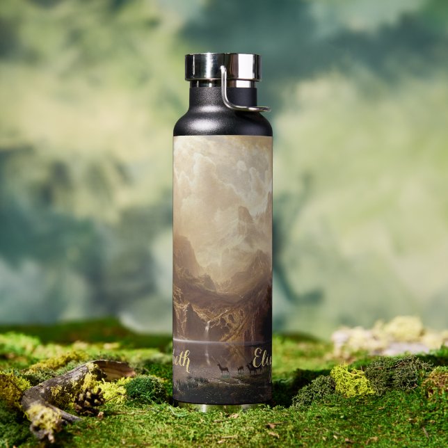 Botella De Agua Monogramo de arte paisajístico de Sierra Nevada CA (Exterior)