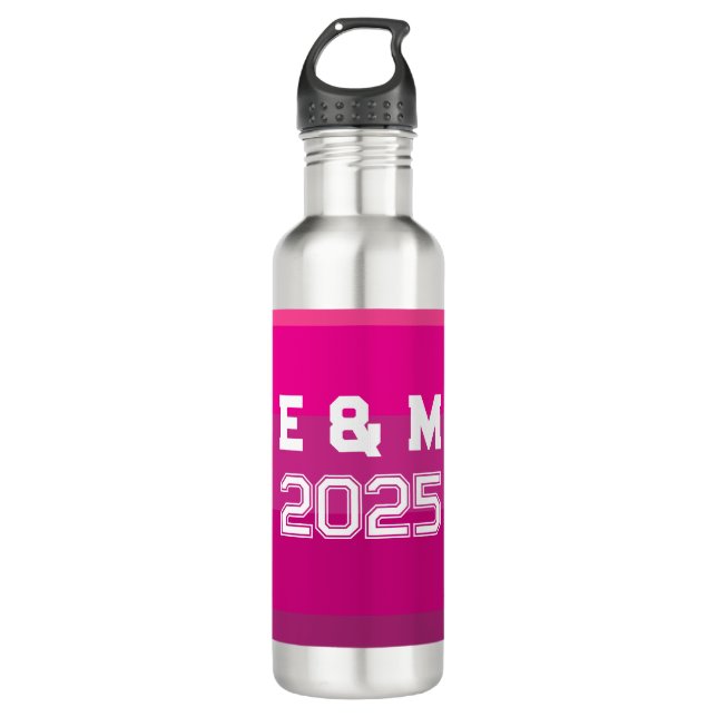 Botella De Agua Monogramo de personalizable y años (Anverso)