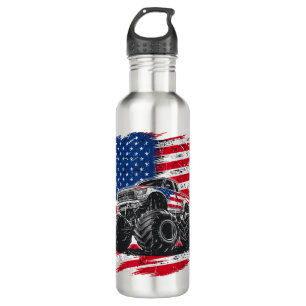 Botella De Agua Monster Truck Bandera de Estados Unidos